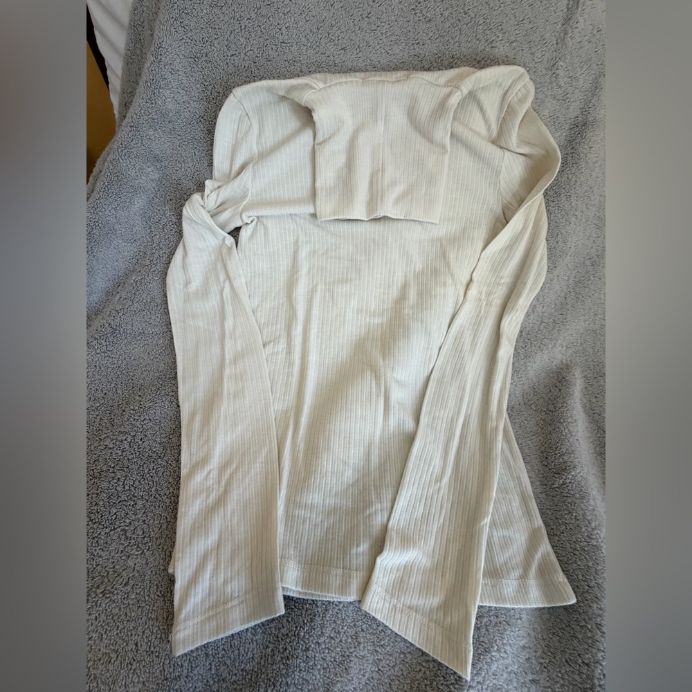 Madewell Ribbed White Long Sleeve Top